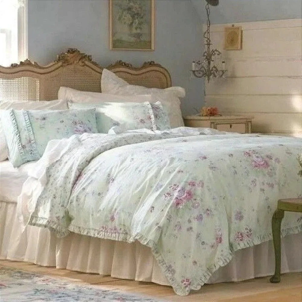 VTG Shabby Chic Floral Duvet Cover 100% Cotton Full/Double 60x80 inches Cottage